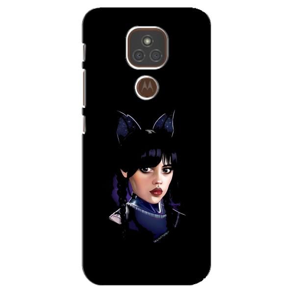 Чехлы Венсдей на Motorola MOTO E7 Plus Уэнсдей (AlphaPrint) – серьезная Уэнздей