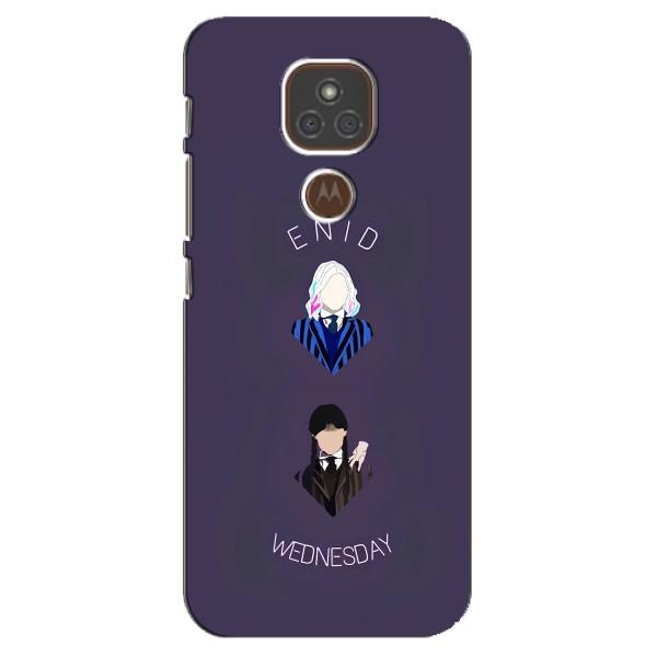 Чехлы Венсдей на Motorola MOTO E7 Plus Уэнсдей (AlphaPrint) – Уэнздей и подруга