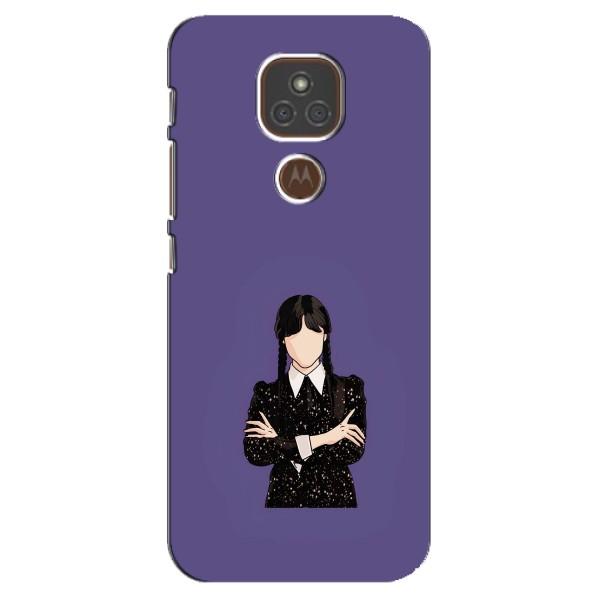 Чехлы Венсдей на Motorola MOTO E7 Plus Уэнсдей (AlphaPrint) – Уэнздей в черном