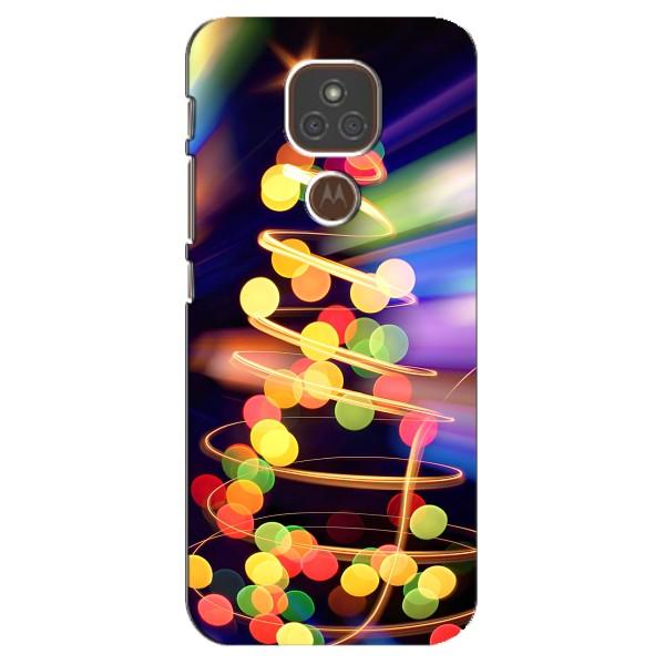 Новорічні Чохли для Моторола МОТО Е7 Плюс (VPrint) – Ялинка в огоньках