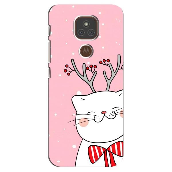Новорічні Чохли для Моторола МОТО Е7 Плюс (VPrint) – Зимовий кіт