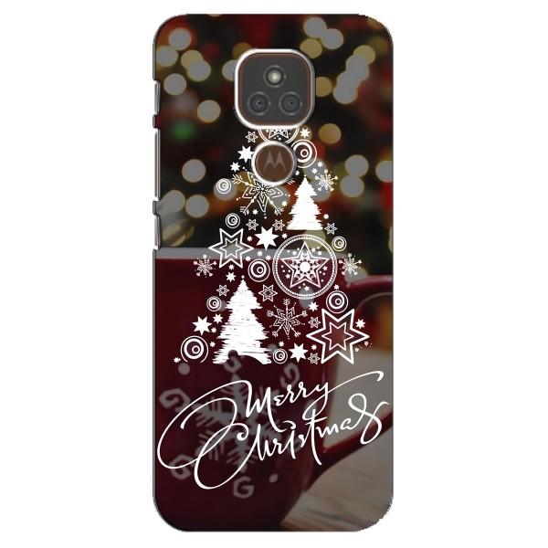 Рождественские Чехлы для Motorola MOTO E7 Plus (VPrint) – Елочка узорная
