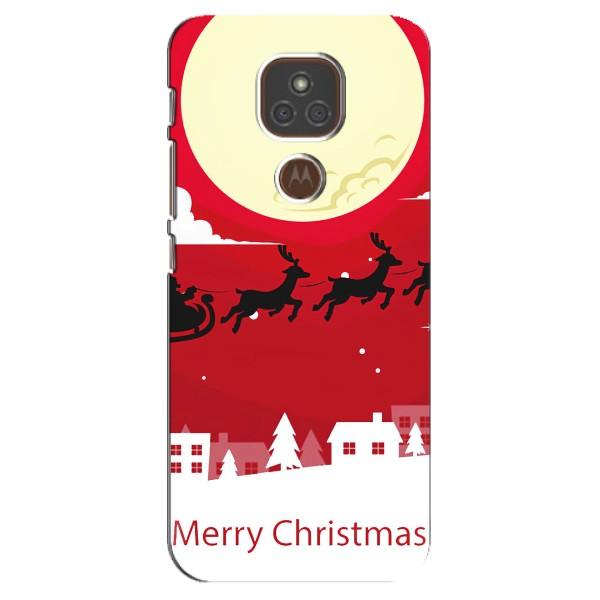 Рождественские Чехлы для Motorola MOTO E7 Plus (VPrint) – Санта с оленями