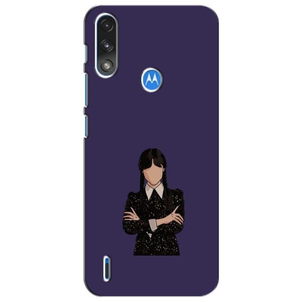 Чохли Венсдей на Motorola Moto E7i / E7 Power Уенсдей (AlphaPrint) – Венздей у чорному