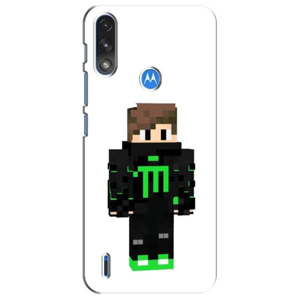 Чехлы для Motorola MOTO E7i / E7 Power (Персонажи Майн Крафт) – Зеленый мальчик