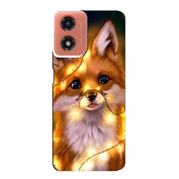 Чехлы с картинкой Лисички для Motorola MOTO G04 (VPrint) – Лисичка в гирляндах