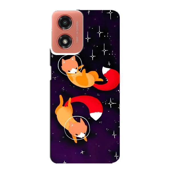 Чехлы с картинкой Лисички для Motorola MOTO G04 (VPrint) – Лисички космонавты