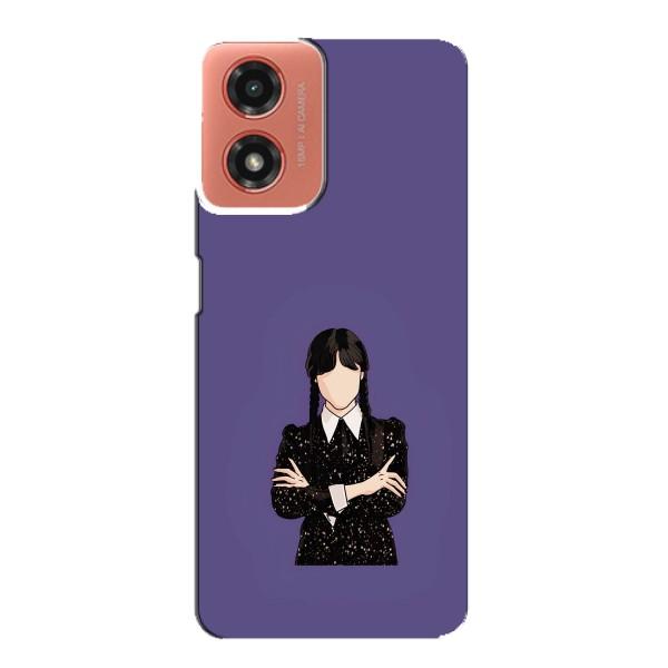 Чохли Венсдей на Motorola MOTO G04 Уенсдей (AlphaPrint) – Венздей у чорному