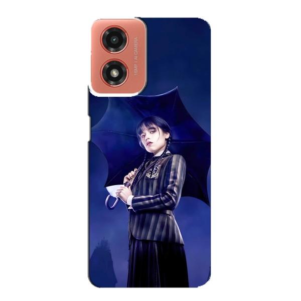 Чохли Венсдей на Motorola MOTO G04 Уенсдей (AlphaPrint) – Венздей з парасолькою