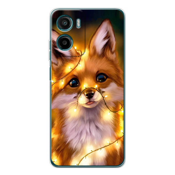 Чехлы с картинкой Лисички для Motorola Moto G05 (VPrint) – Лисичка в гирляндах