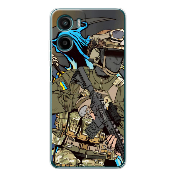 Чехлы с картинкой ЗСУ для Motorola Moto G05 (AlphaPrint) – Воин ВСУ