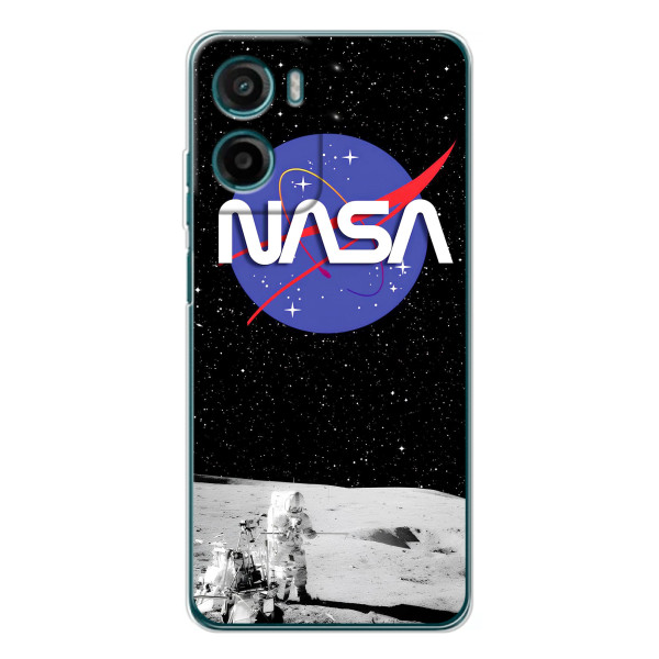 Силиконовый бампер с принтом "Наса" на Motorola Moto G05 – Nasa на луне