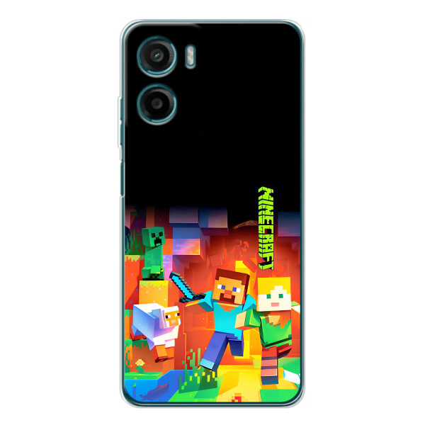 Чехлы для Motorola Moto G05 (Персонажи Майн Крафт) – Герой Майнкрафт