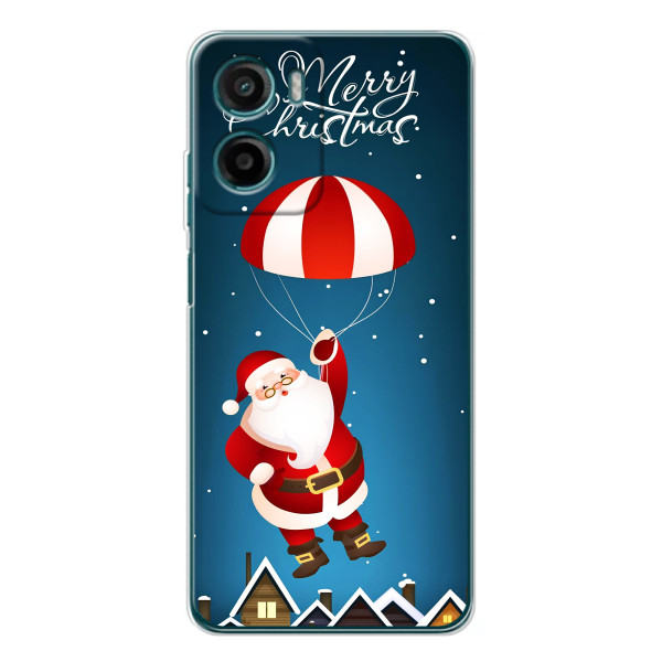 Чехол с зимним принтом для Motorola Moto G06 Power – Дед Мороз