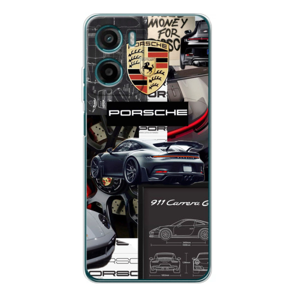 Чехол с авто Порше для Motorola Moto G06 – Коллаж Порше