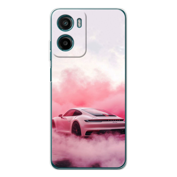 Чехол с авто Порше для Motorola Moto G06 – Розовый Порше