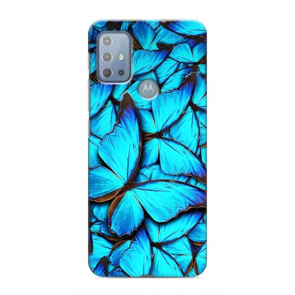 Чехол с принтом для Мото G10 - (Прикольные) (AlphaPrint) – Синие бабочки