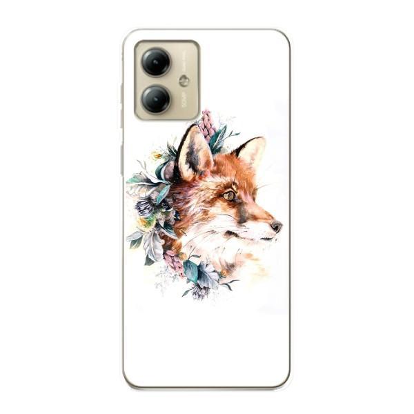 Чохли з картинкою Лисичка для Motorola MOTO G14 (VPrint) – Лиса в квітах
