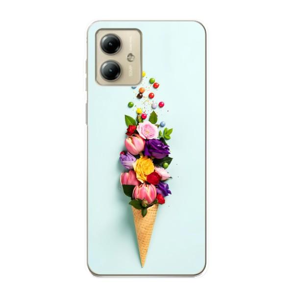 Чехлы с тематикой "ЦВЕТЫ" на Motorola MOTO G14 – Цветок-мороженное