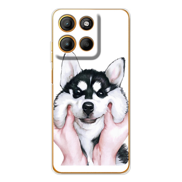 Бампер для Motorola Moto G15 Power с картинкой "Песики" – Собака Хаски