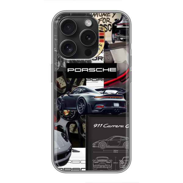 Чехол с авто Порше для Motorola Moto G15 Power – Коллаж Порше