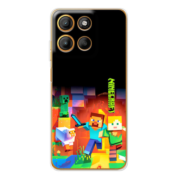 Чехлы для Motorola Moto G15 Power (Персонажи Майн Крафт) – Герой Майнкрафт