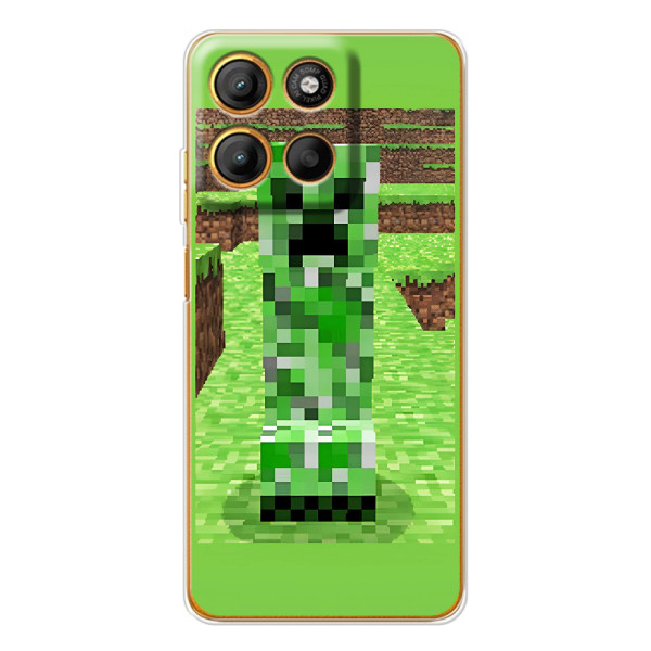 Чехлы для Motorola Moto G15 Power (Персонажи Майн Крафт) – Крипер 2