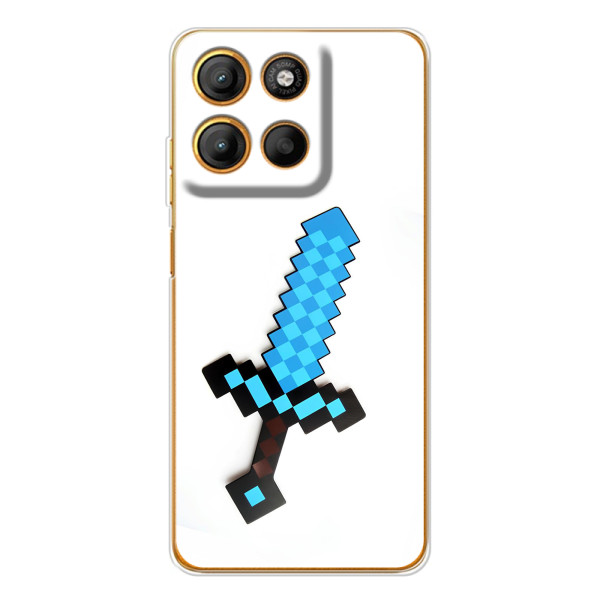 Чехлы для Motorola Moto G15 Power (Персонажи Майн Крафт) – Меч