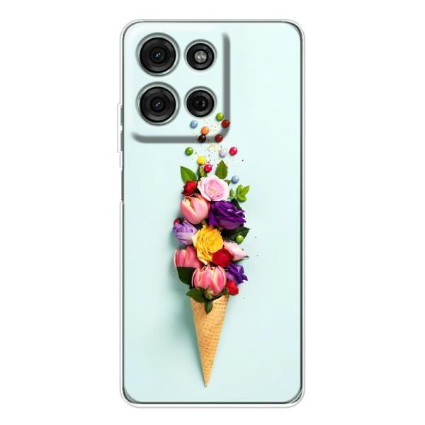Чехлы с тематикой "ЦВЕТЫ" на Motorola Moto G15 – Цветок-мороженное