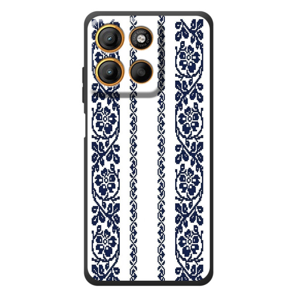 Силіконовый Чохол на Motorola Moto G17 з картинкой Вишиванки – Синя вишиванка