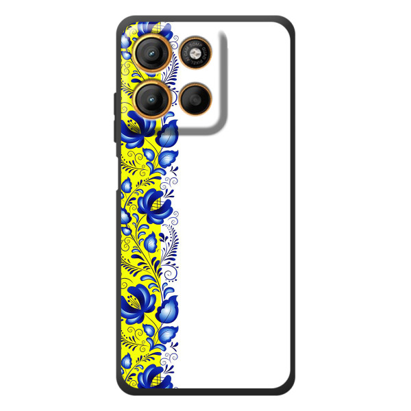 Силіконовый Чохол на Motorola Moto G17 з картинкой Вишиванки – Жовто-біла вишиванка