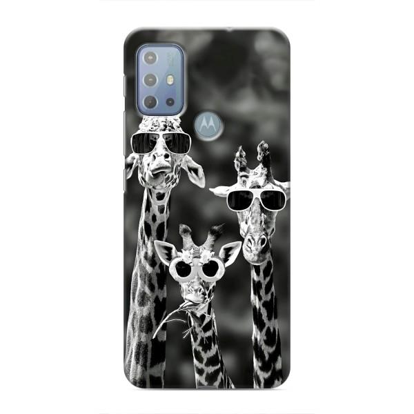 Силиконовый чехол с КАРТИНКАМИ лето для Motorola MOTO G20 (AlphaPrint) – Жирафы в очках