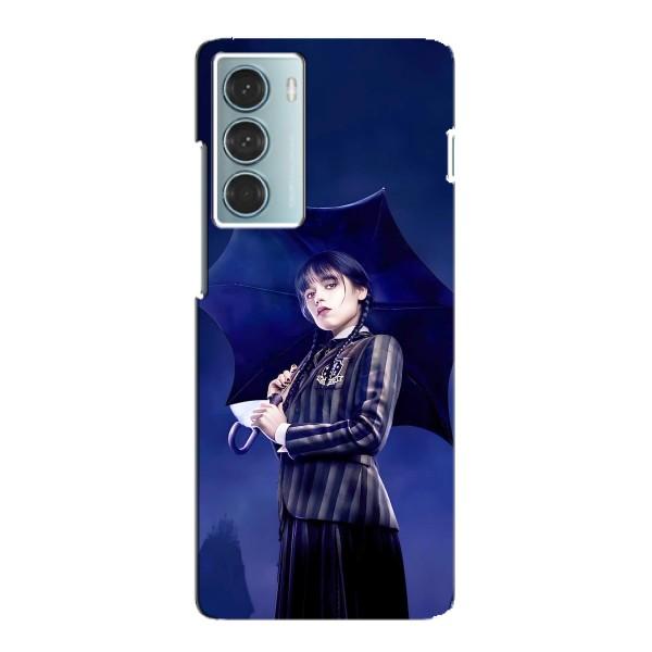 Чехлы Венсдей на Motorola MOTO G200 Уэнсдей (AlphaPrint) – Уэнздей с зонтом