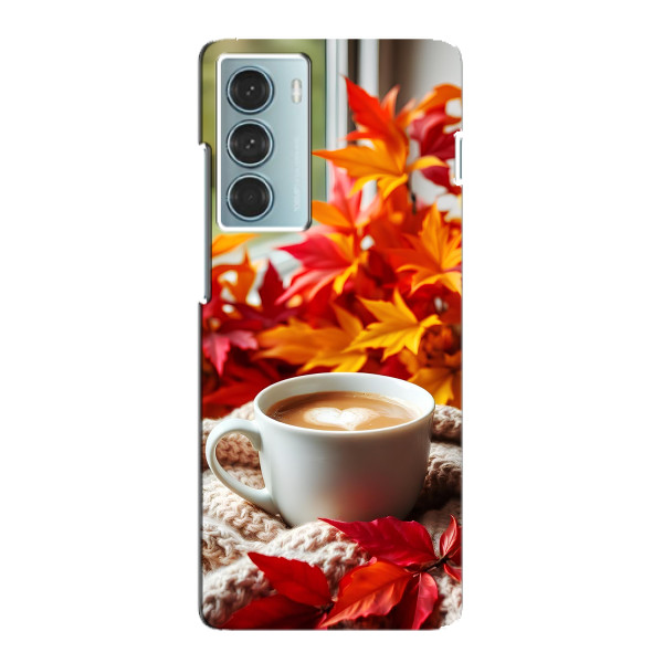 Чехол с уникальным дизайном «Осень с кофе» для Motorola MOTO G200 – Кофе и листья