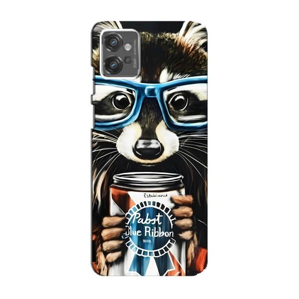 Чехол с принтом для Мото джи 23 - (Прикольные) (AlphaPrint) – Енот с банкой