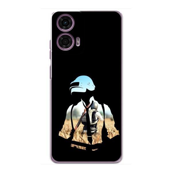 Силиконовый чехол с картинкой "Герой Pubg" на Motorola MOTO G24 Power – Пубг мен