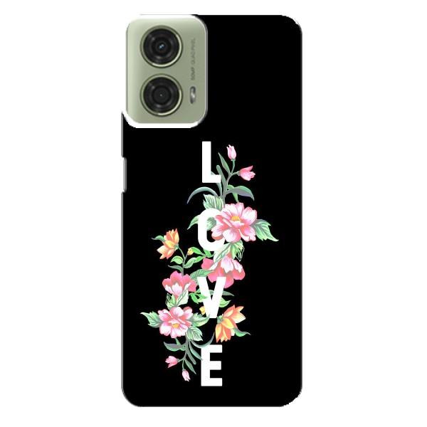 Чехлы для любимой на Моторола МОТО G24 (VPrint) – Квіти LOVE