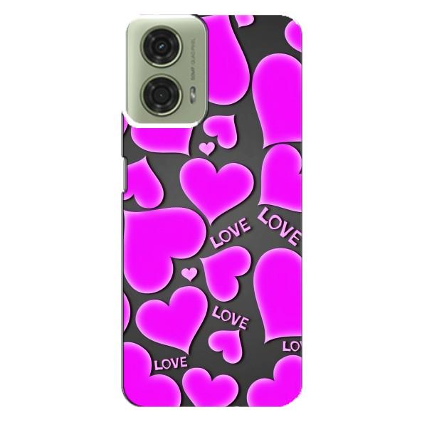 Чехлы для любимой на Моторола МОТО G24 (VPrint) – Pink hearts