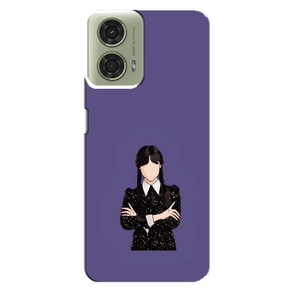 Чохли Венсдей на Motorola MOTO G24 Уенсдей (AlphaPrint) – Венздей у чорному