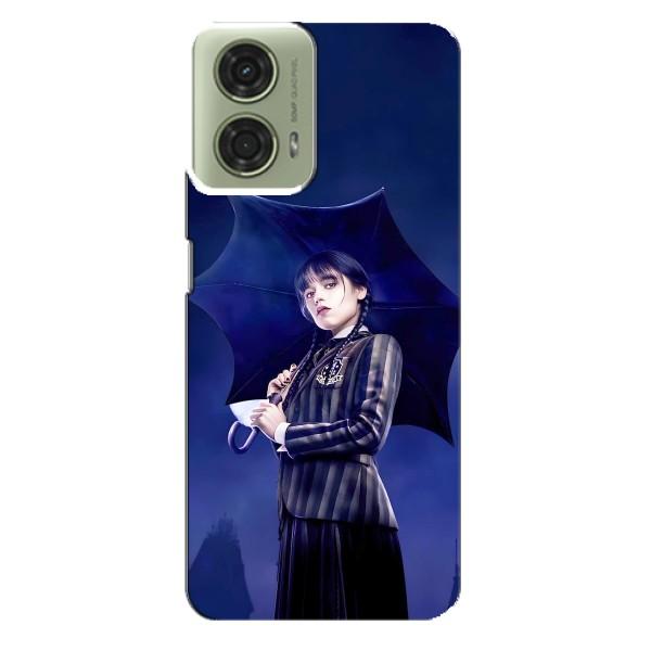 Чохли Венсдей на Motorola MOTO G24 Уенсдей (AlphaPrint) – Венздей з парасолькою