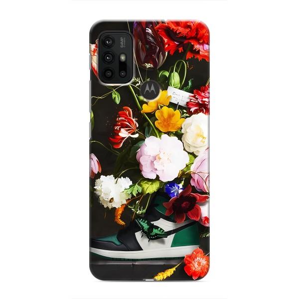 Брендновые Чехлы для Motorola MOTO G30 - (PREMIUMPrint) – Nike цветы