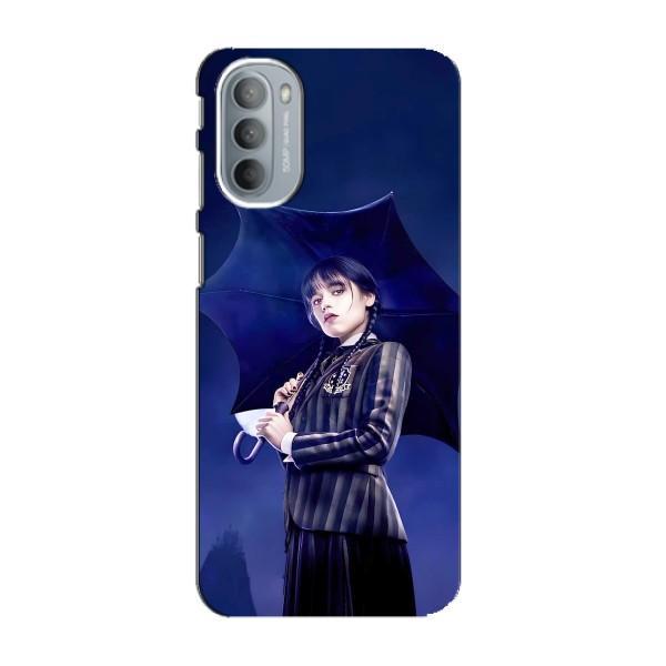 Чохли Венсдей на Motorola MOTO G31 Уенсдей (AlphaPrint) – Венздей з парасолькою