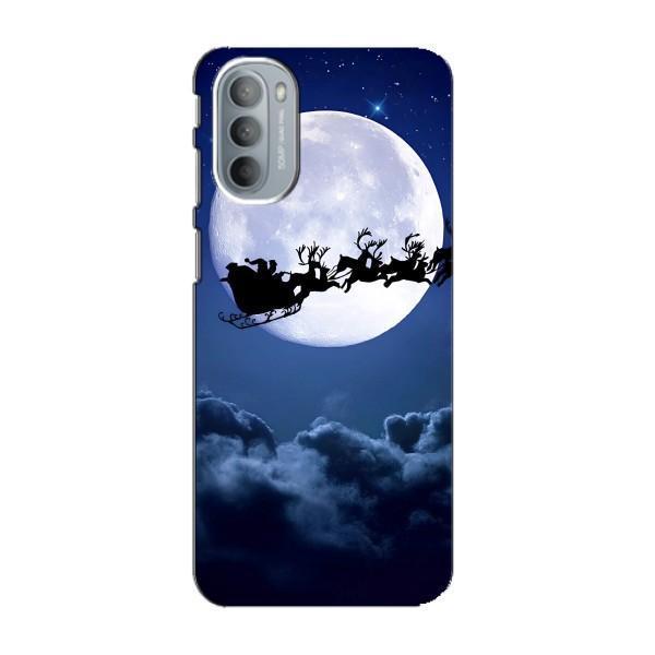 Новогодние Чехлы для Мото G31 (VPrint) – Санта - луна