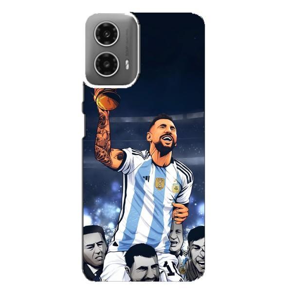 Чохли для Motorola MOTO G34 (Leo чемпіон) (AlphaPrint) – Мессі з кубком
