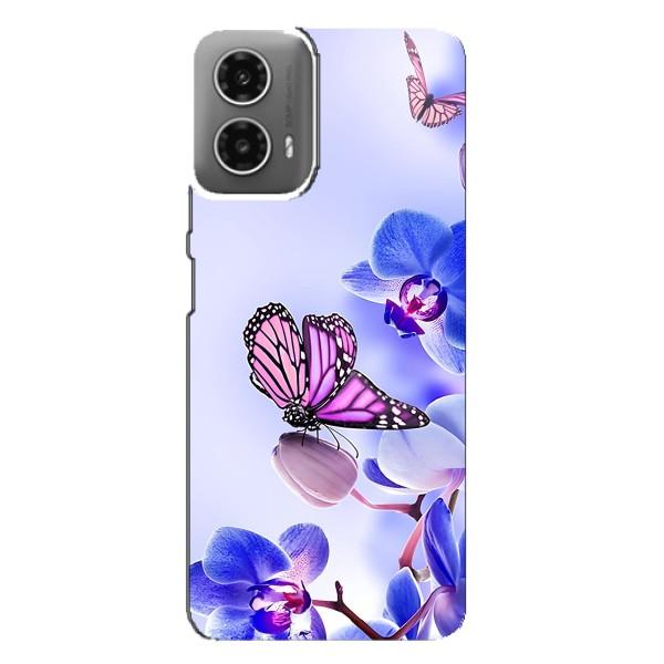 Чохли з квітами для Motorola MOTO G34 (VPrint) – Метелик на квітах