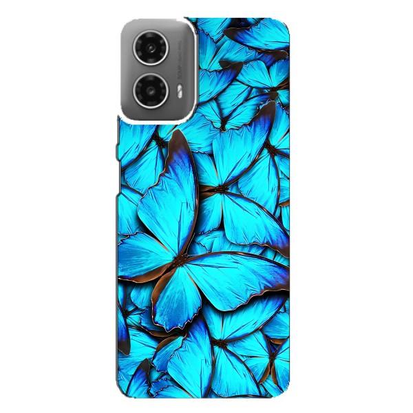 Чохол з принтом для Моторола МОТО G34 - (Прикольні) (AlphaPrint) – Сині метелики