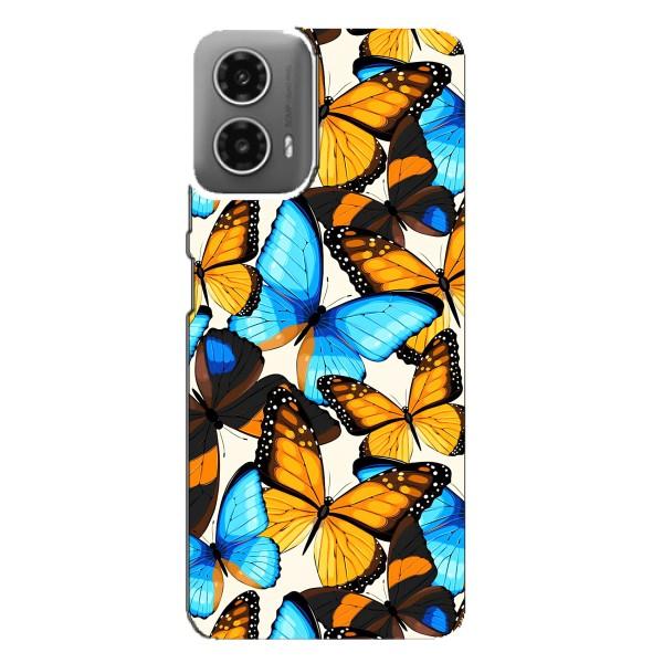 Чохол з принтом для Моторола МОТО G34 - (Прикольні) (AlphaPrint) – Яскраві метелики