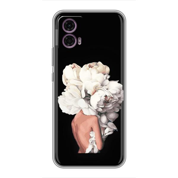 Чехлы (ART) Цветы на Motorola Moto G35 (VPrint) – Белые цветы