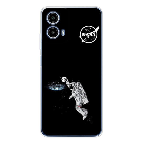 Силіконовый бампер з принтом "Наса" на Motorola Moto G35 – Космонавт баскетболіст