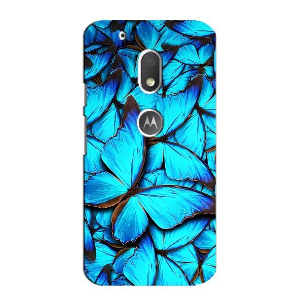 Чехол с принтом для Мото G4 Плей - (Прикольные) (AlphaPrint) – Синие бабочки